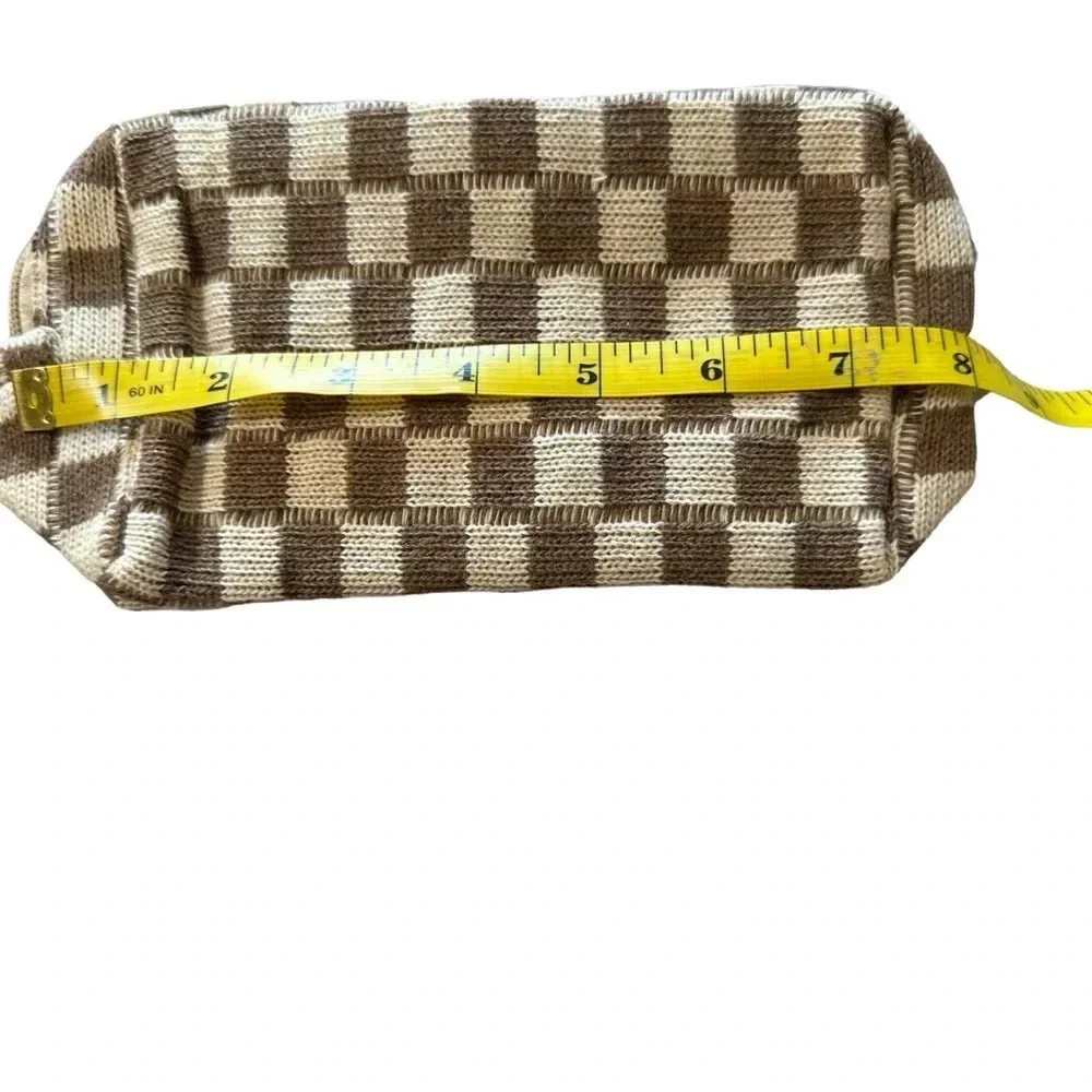 Set of 4 knit checkered makeup bags